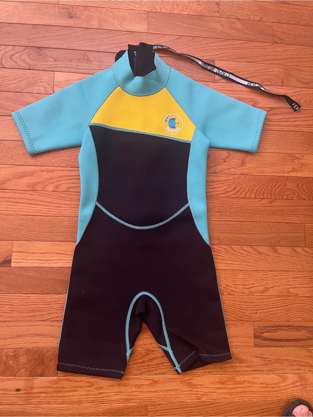 Kids Short Sleeve Swim wetsuit / Diving suit - Aqua, Yellow & Black